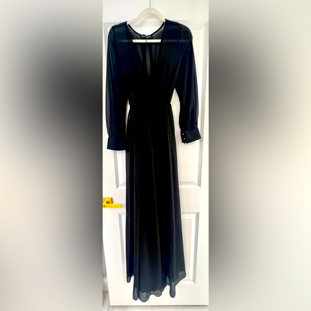 NAKED WARDROBE Wrap Dress w/ High Slit and Button Detail